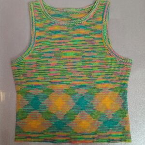Bright Colorful Knit Tank Top Size Small